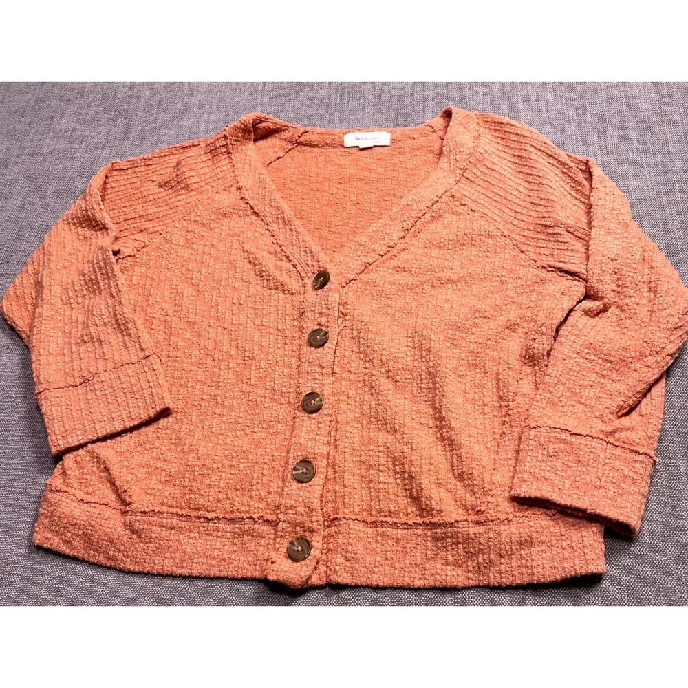 Two By Vince Camuto Cardigan Sweater Womens XL Peach Coral Textured Button Front
